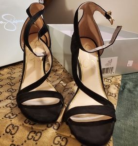 Jessica Simpson black suede sandals size 5.5